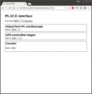 The PLACE web interface in its unconfigured state.